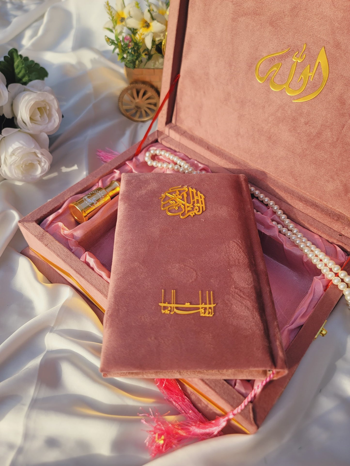 Rose Pink Velvet Quran Set