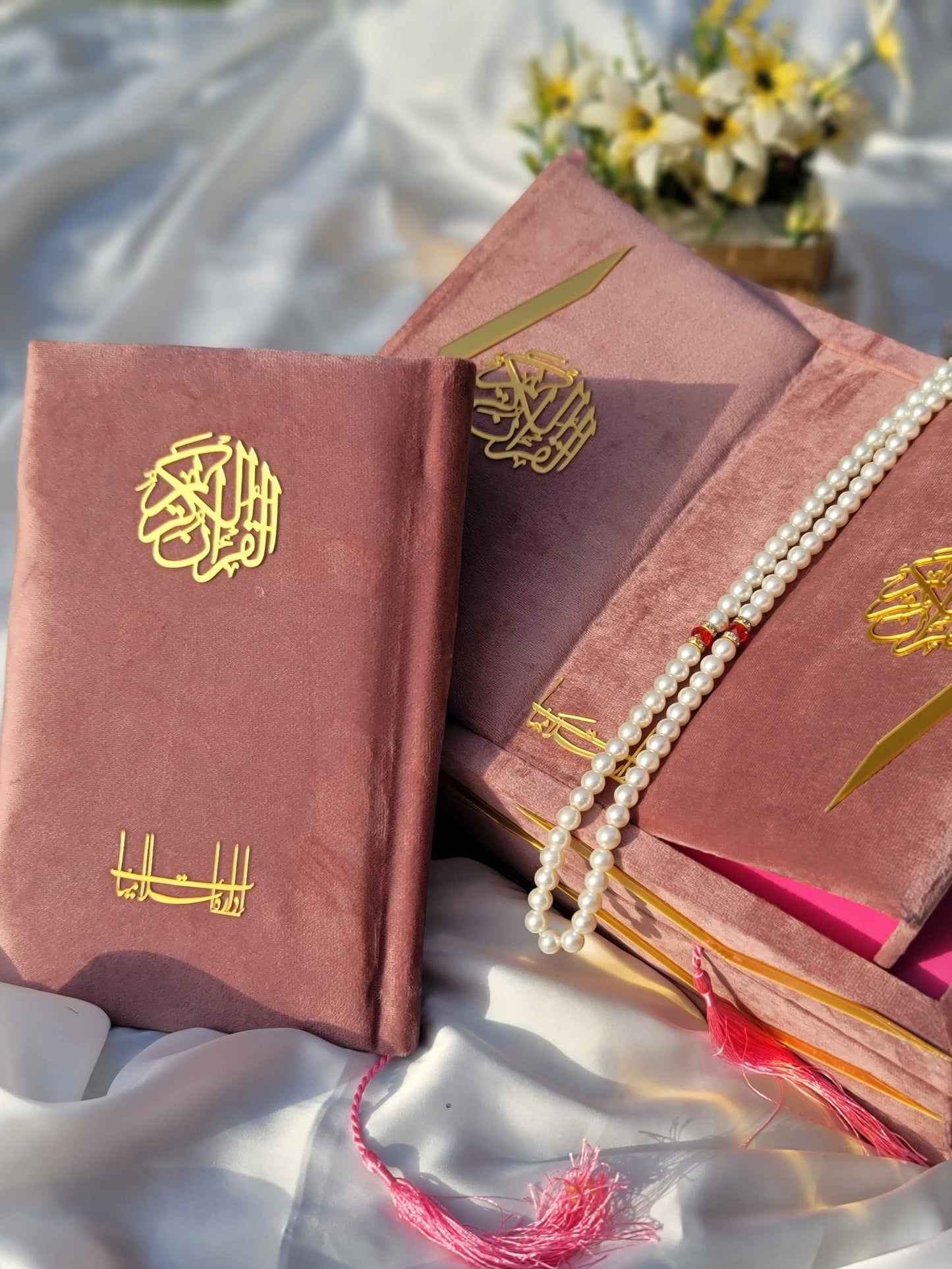 Rose Pink Velvet Quran Set