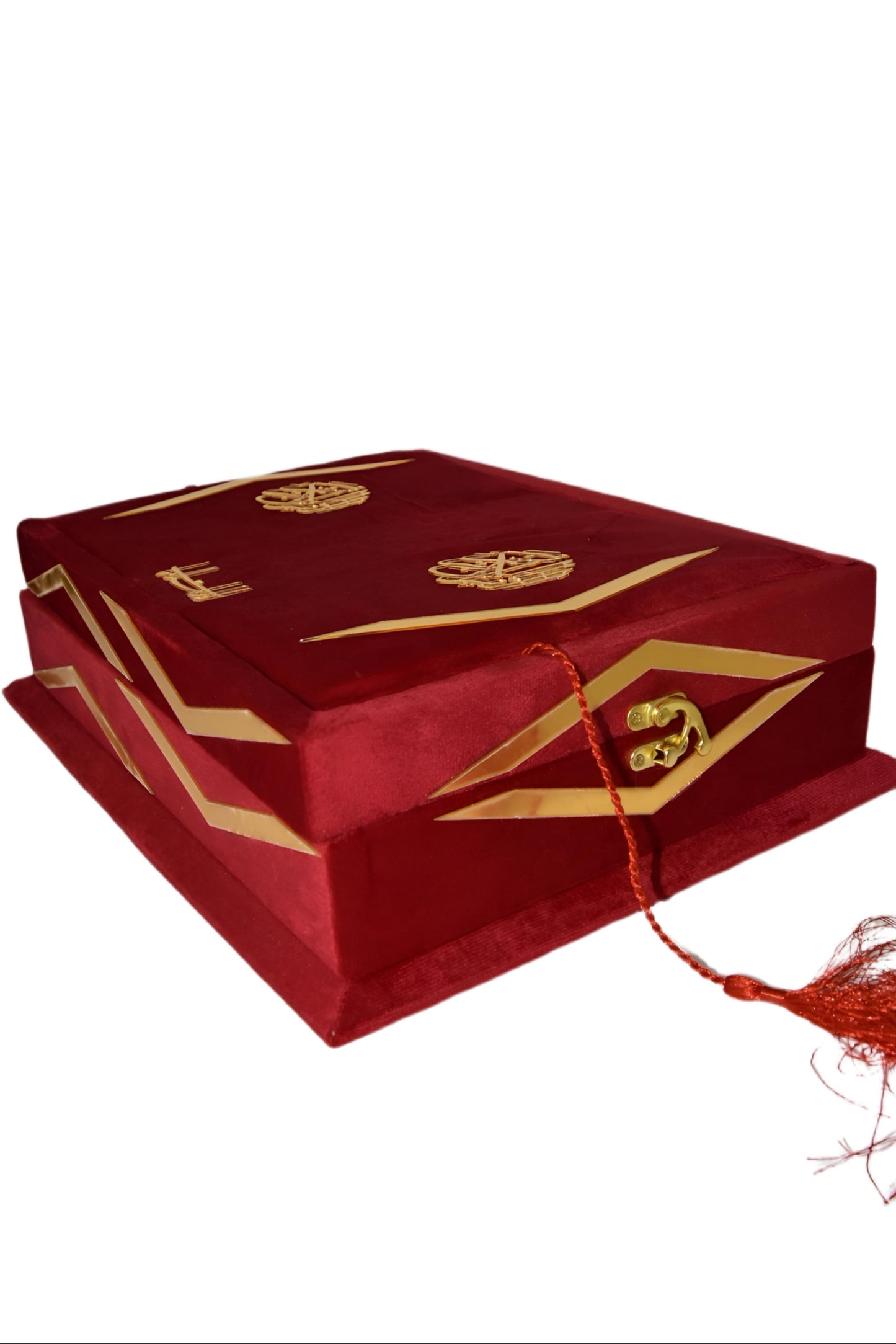 Ruby Red Velvet Quran Set (Tasbeeh , Ittar , Velvet Rahal Box , Velvet Quran)