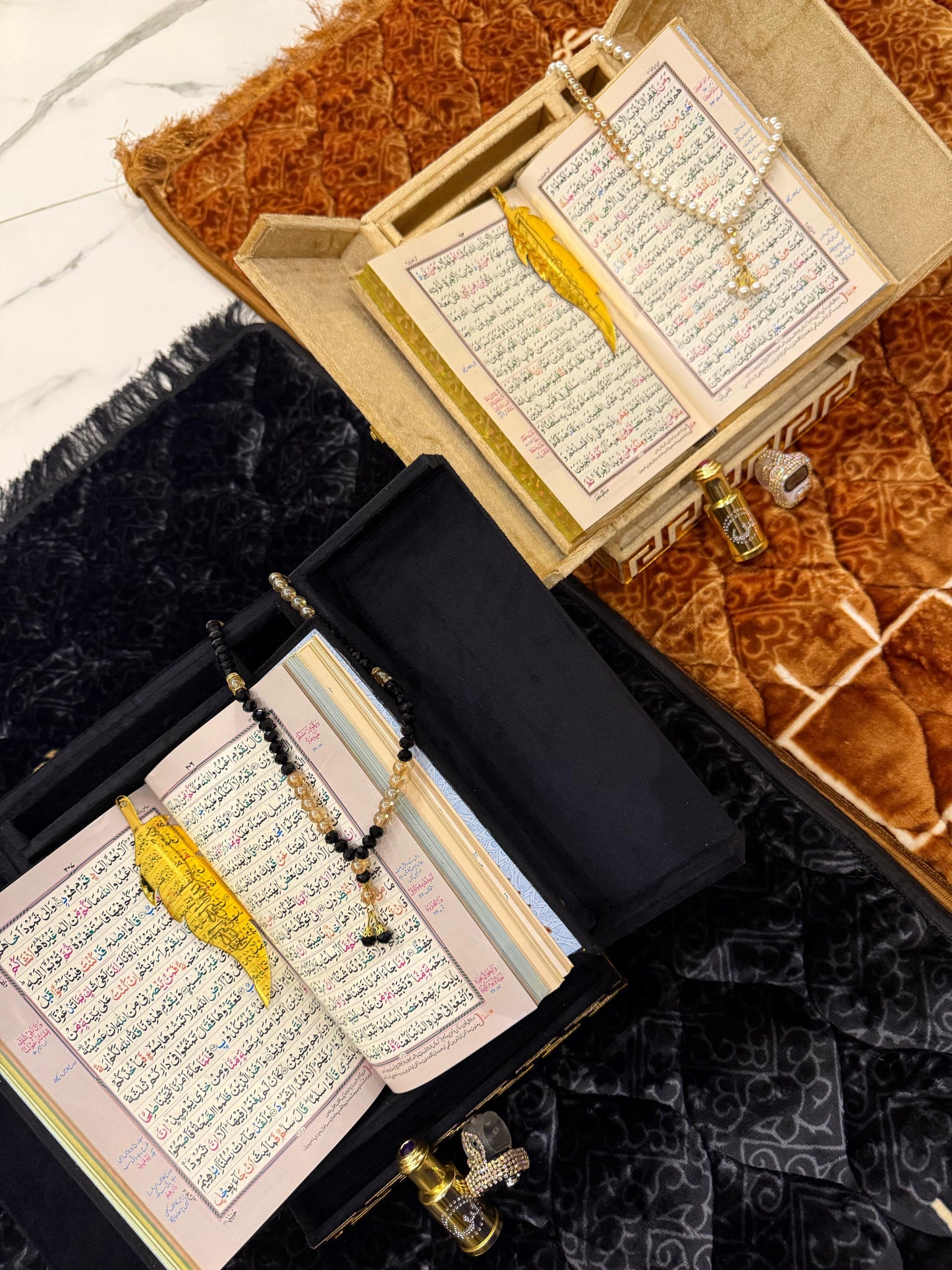 Al Kitab Golden Velvet Standing Quran Set