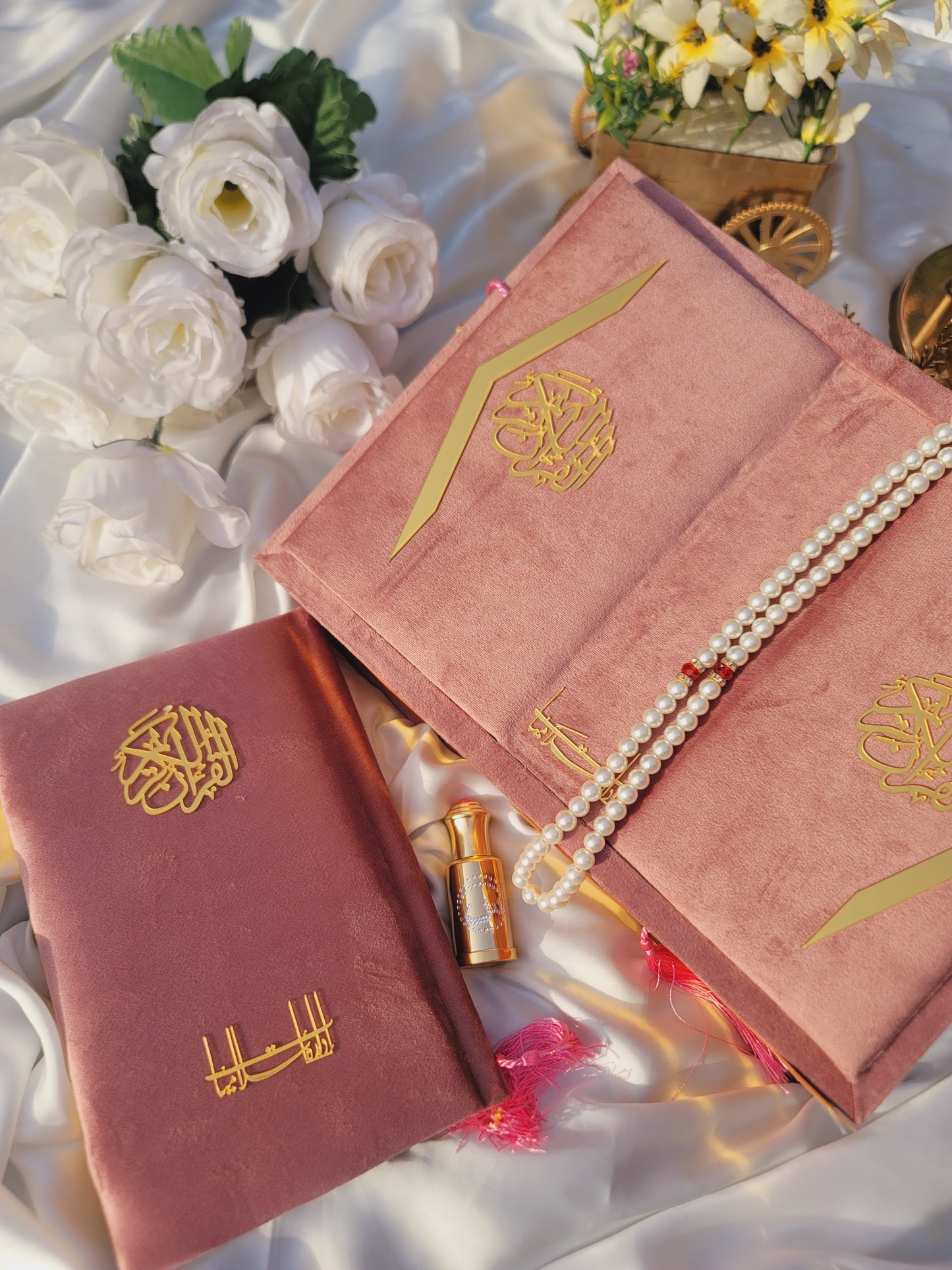 Rose Pink Velvet Quran Set