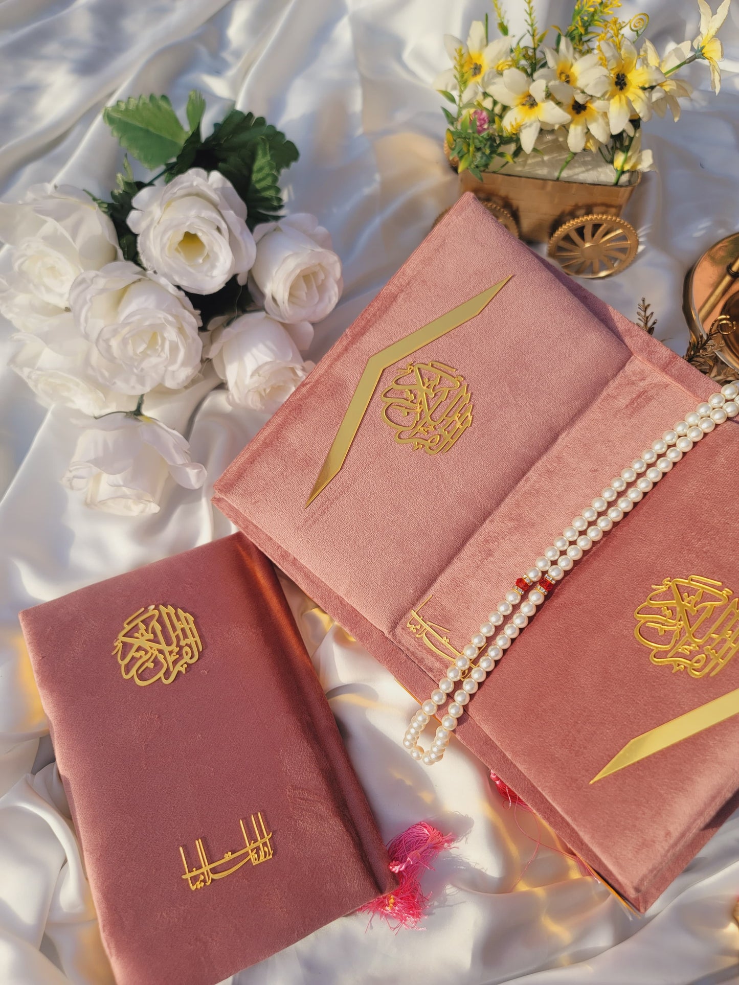 Rose Pink Velvet Quran Set