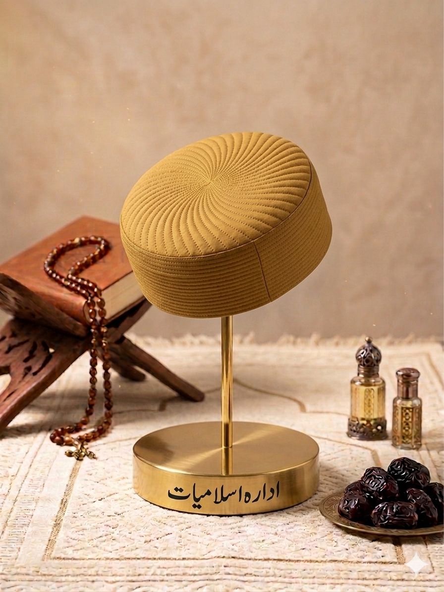 Ameer Islamic Kufi Cap - Golden -Large Border