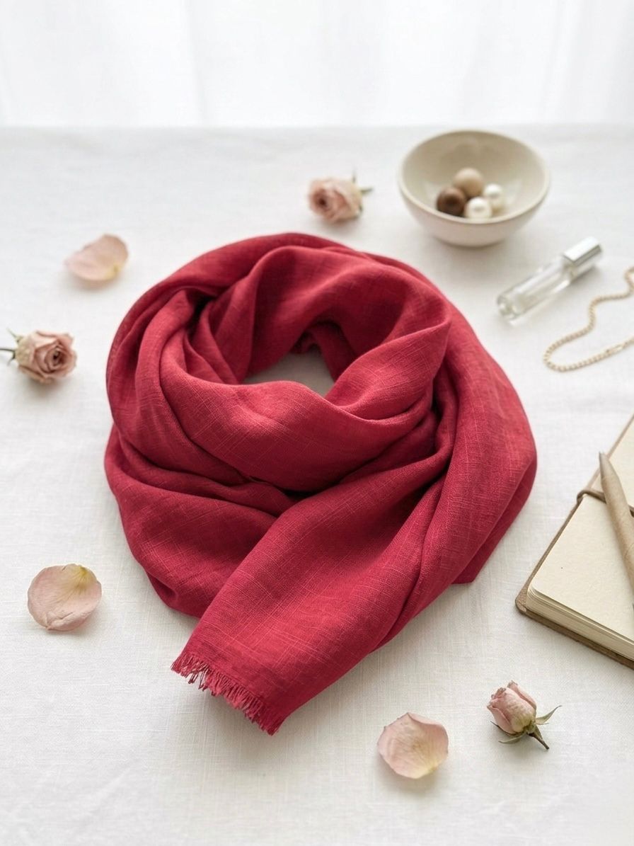 Turkish Lawn Scarf - Islamic Hijab | Light Red