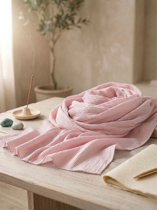 Crinkle Silk Scarf - Islamic Hijab | Pink