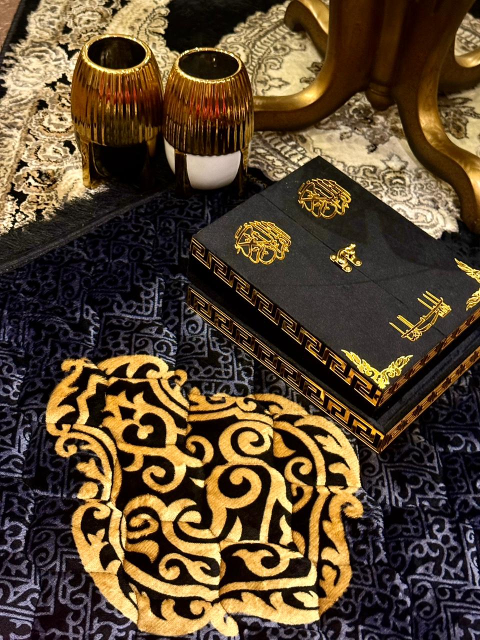 Al Kitab Black Velvet Standing Quran Set
