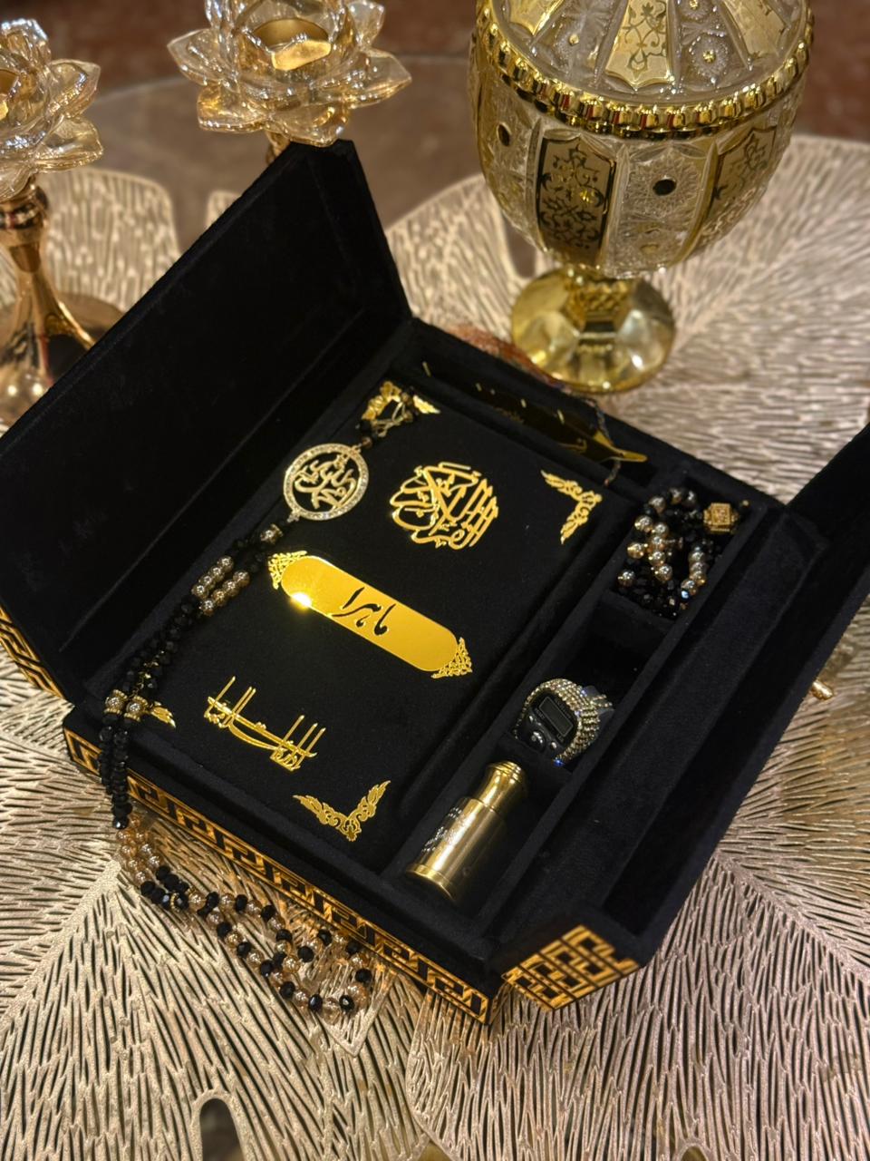 Al Kitab Black Velvet Standing Quran Set