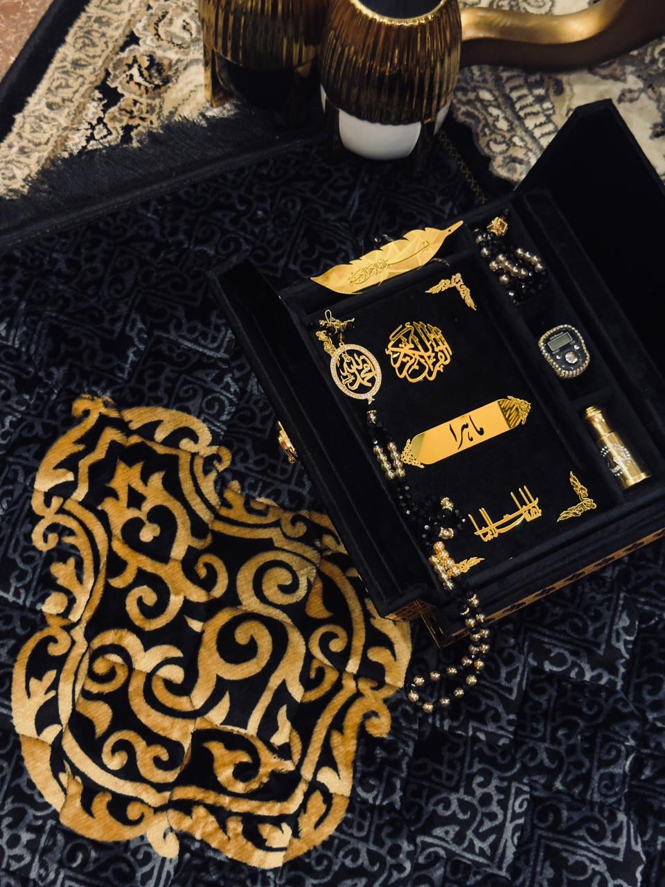 Al Kitab Black Velvet Standing Quran Set