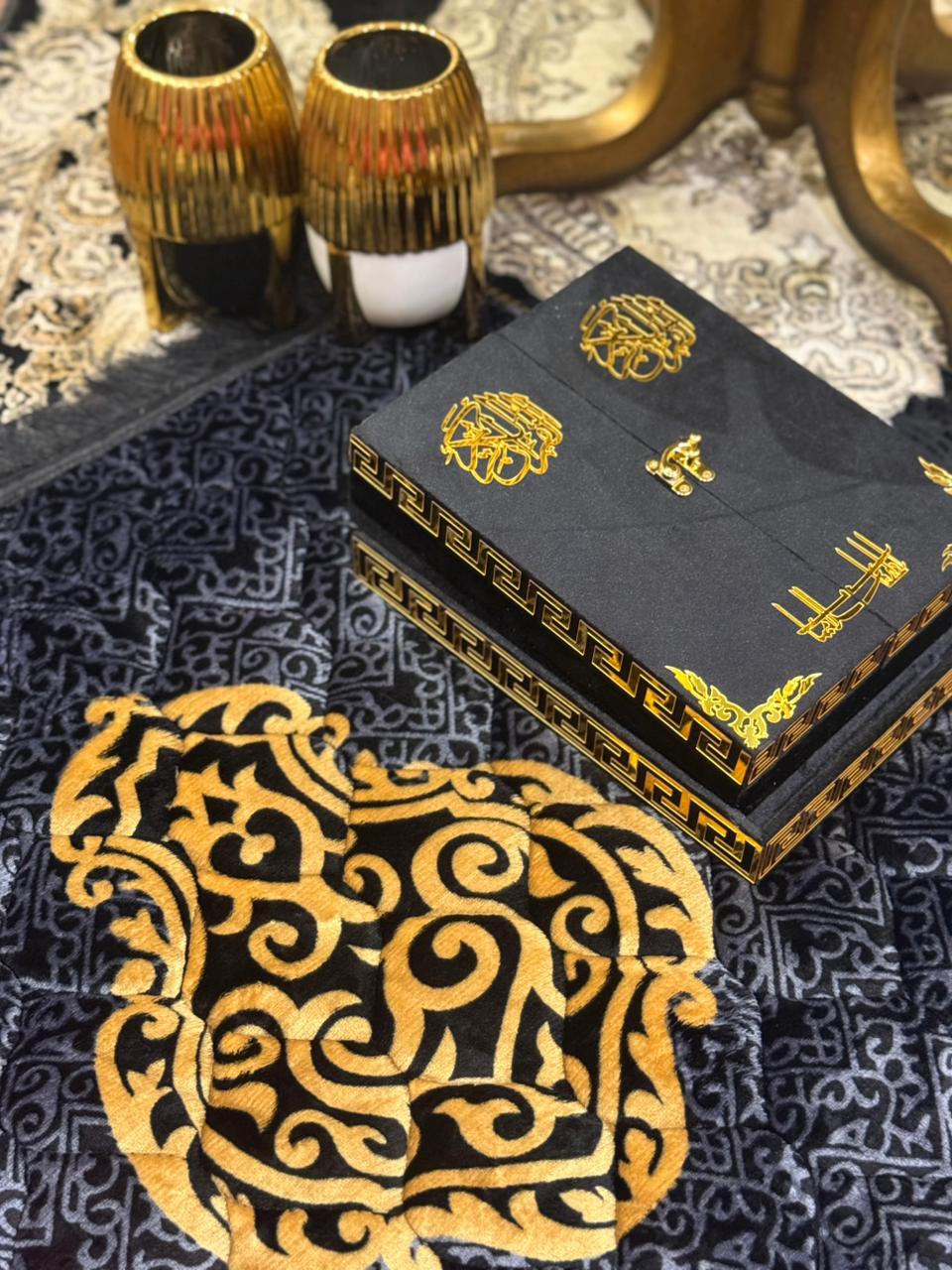Al Kitab Black Velvet Standing Quran Set