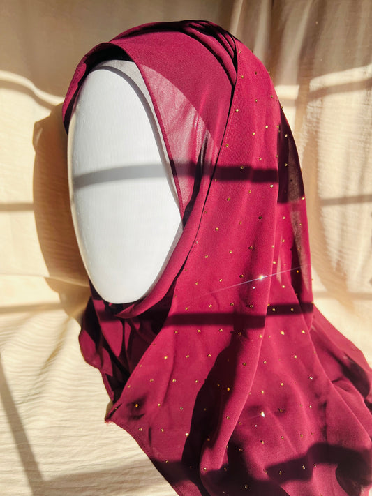 Red Velvet Stone Work Scarf