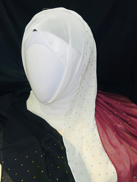 Pearl White Stoned Bright Scarf