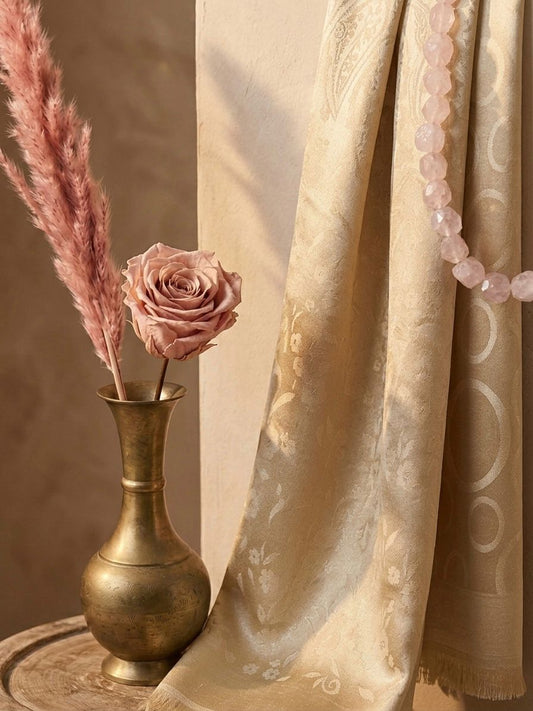 Mahrani Self Print Party Wear Scarf -Golden- Islamic Hijab
