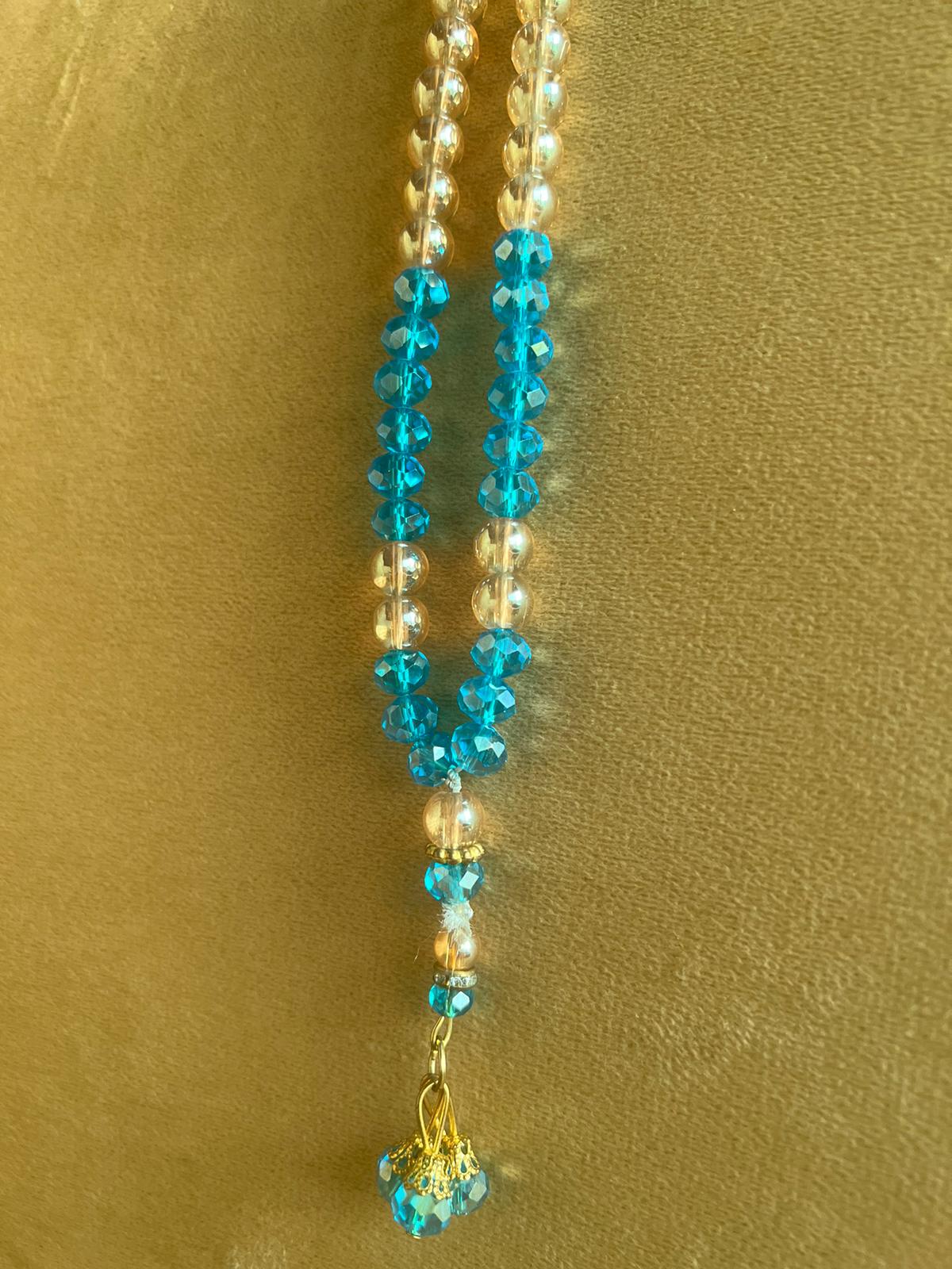 Signature Sky Blue crystal 100 beads tasbeeh by idara-e-islamiat