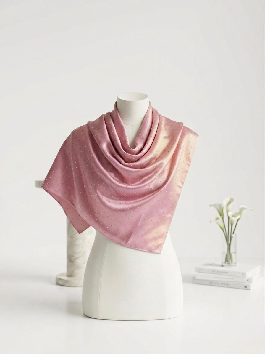Silk Night Shine Stone Scarf - Islamic Hijab | Pink
