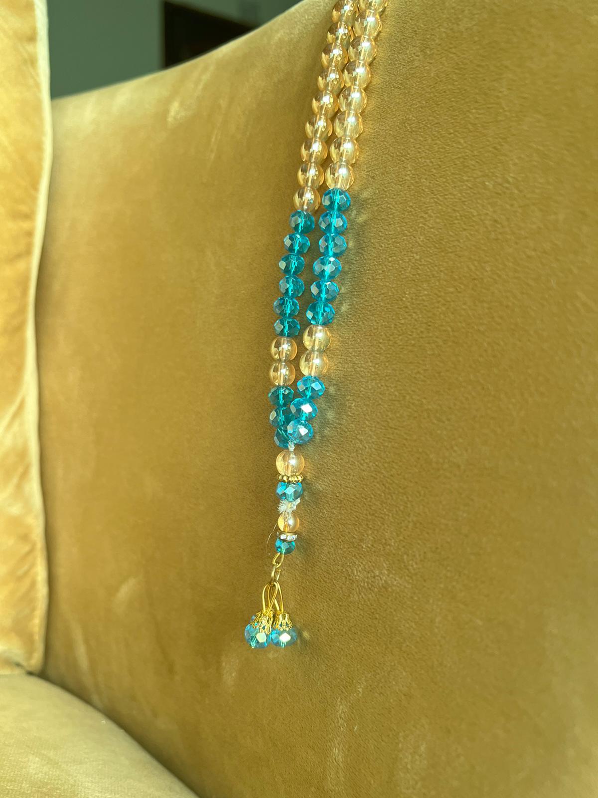 Light Blue Crystaal Multicoloured Tasbeeh