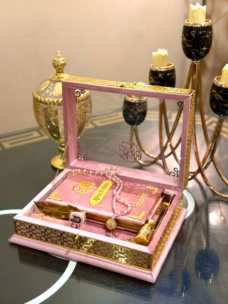 Signature Ziwaj Transparent Quran Gift Box Set - Pink