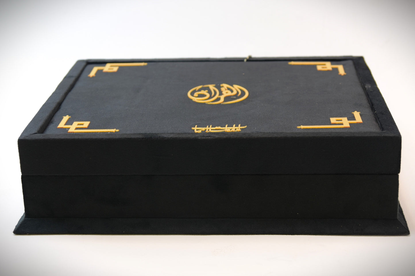 Black Velvet Tazkira Quran Set (Ittar , customise Tasbeeh Gold plated , scarf , Prayer Mat)