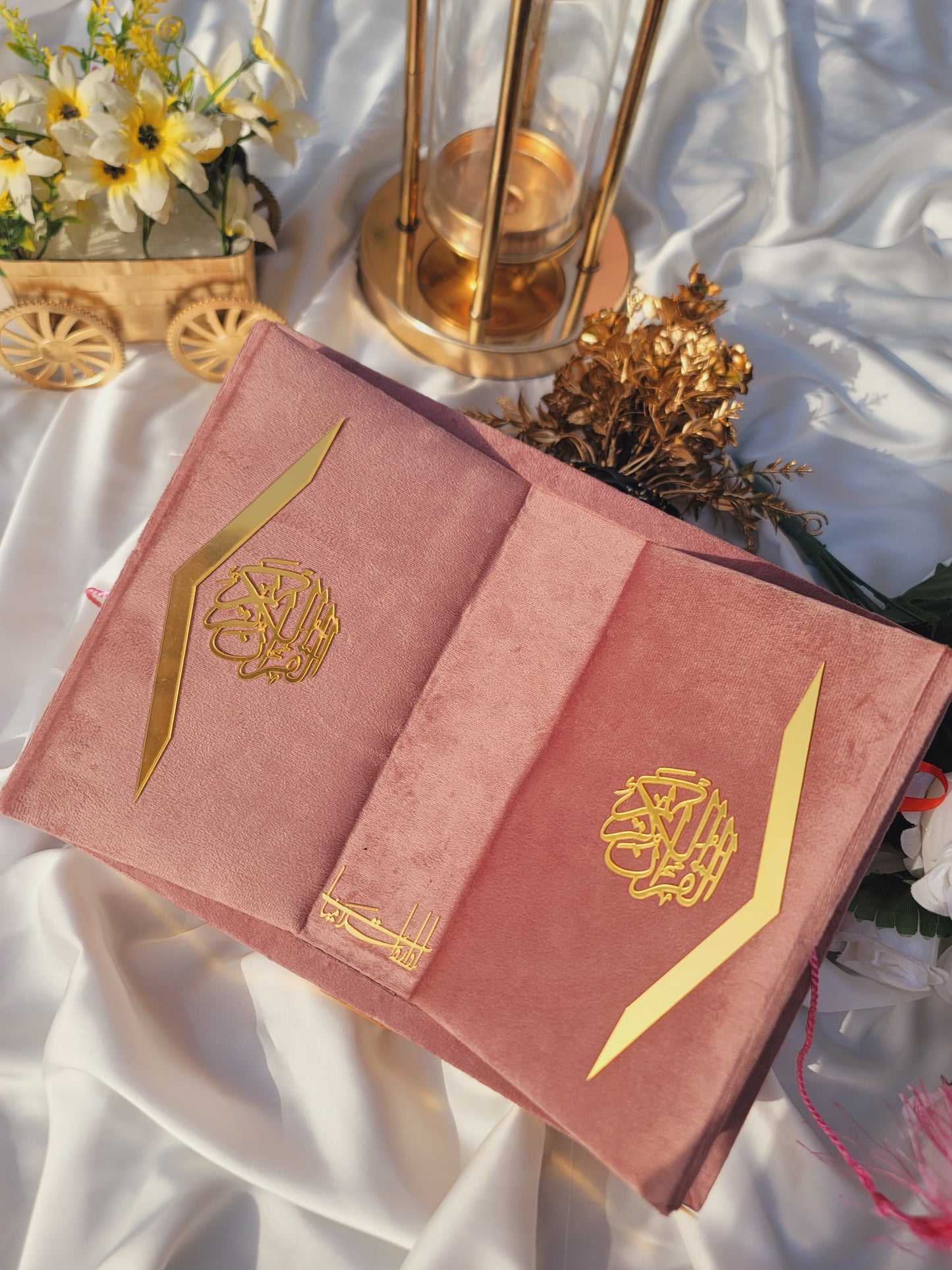 Rose Pink Velvet Quran Set