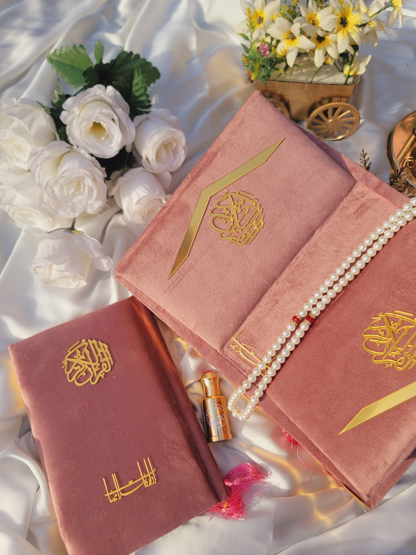 Rose Pink Velvet Quran Set
