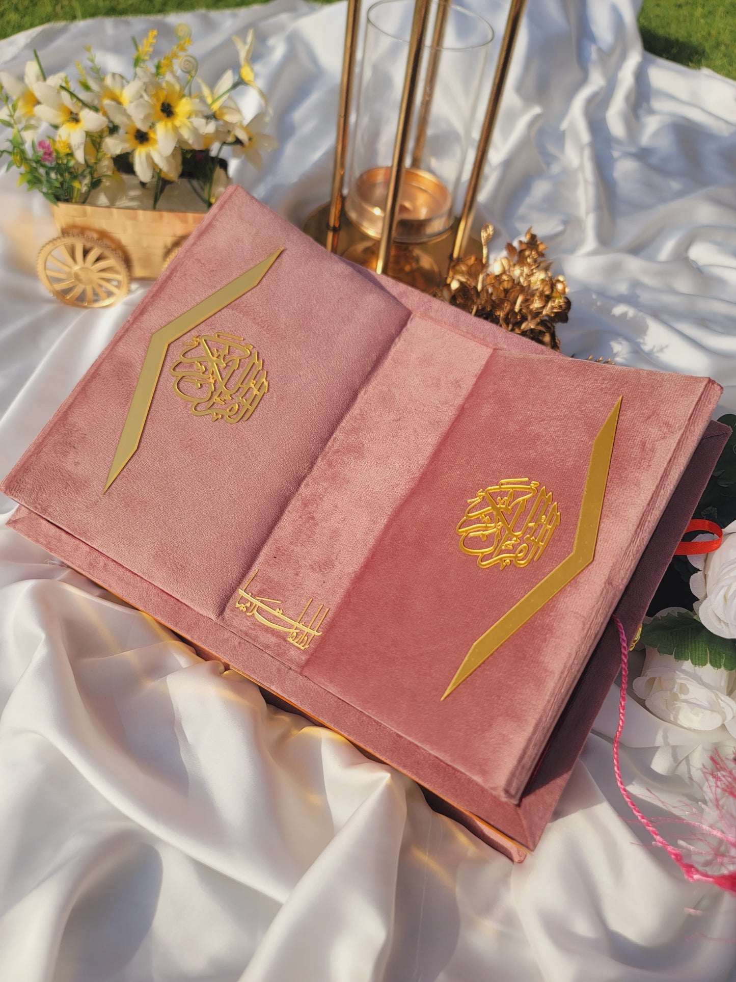 Rose Pink Velvet Quran Set