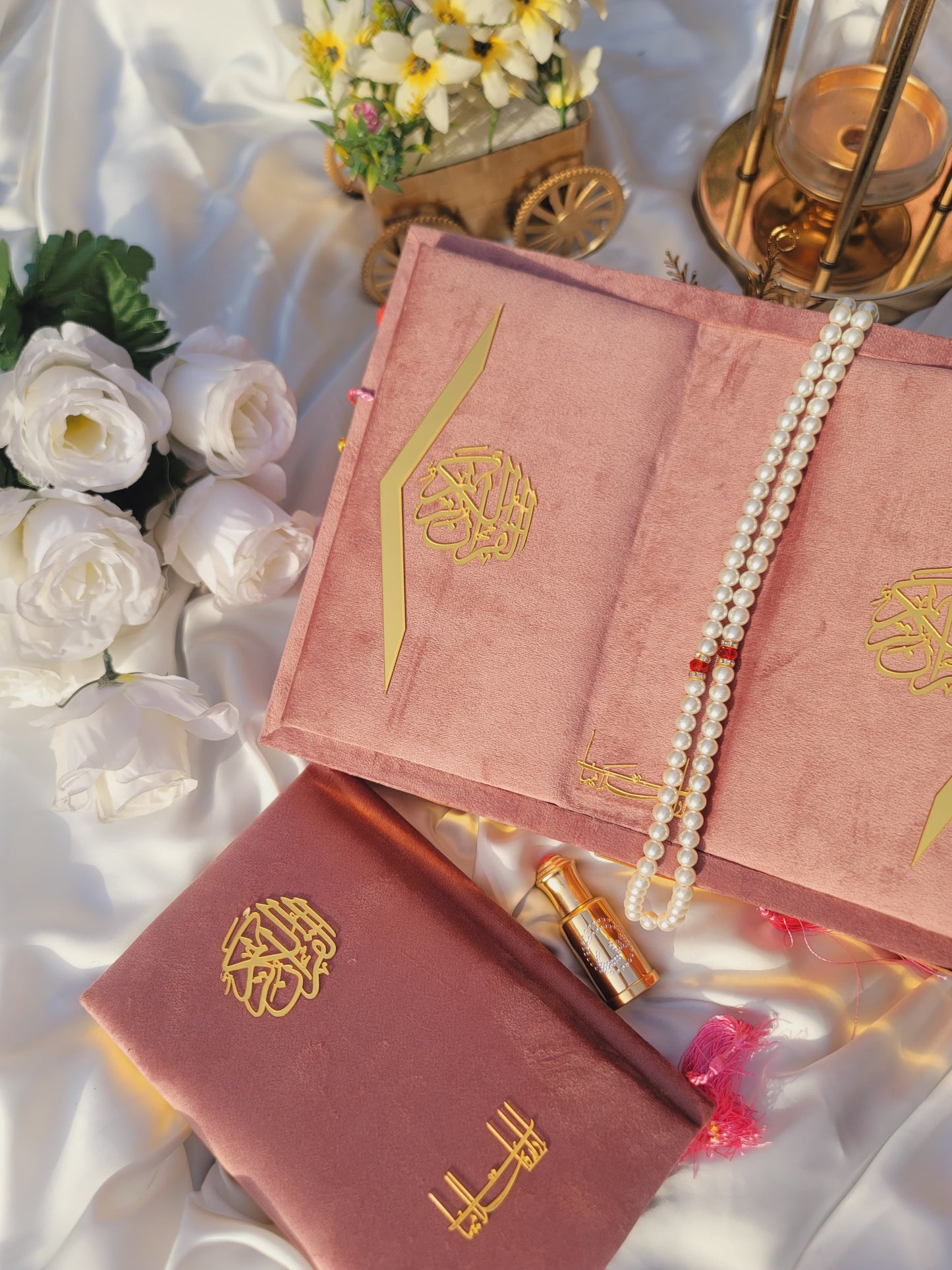 Rose Pink Velvet Quran Set