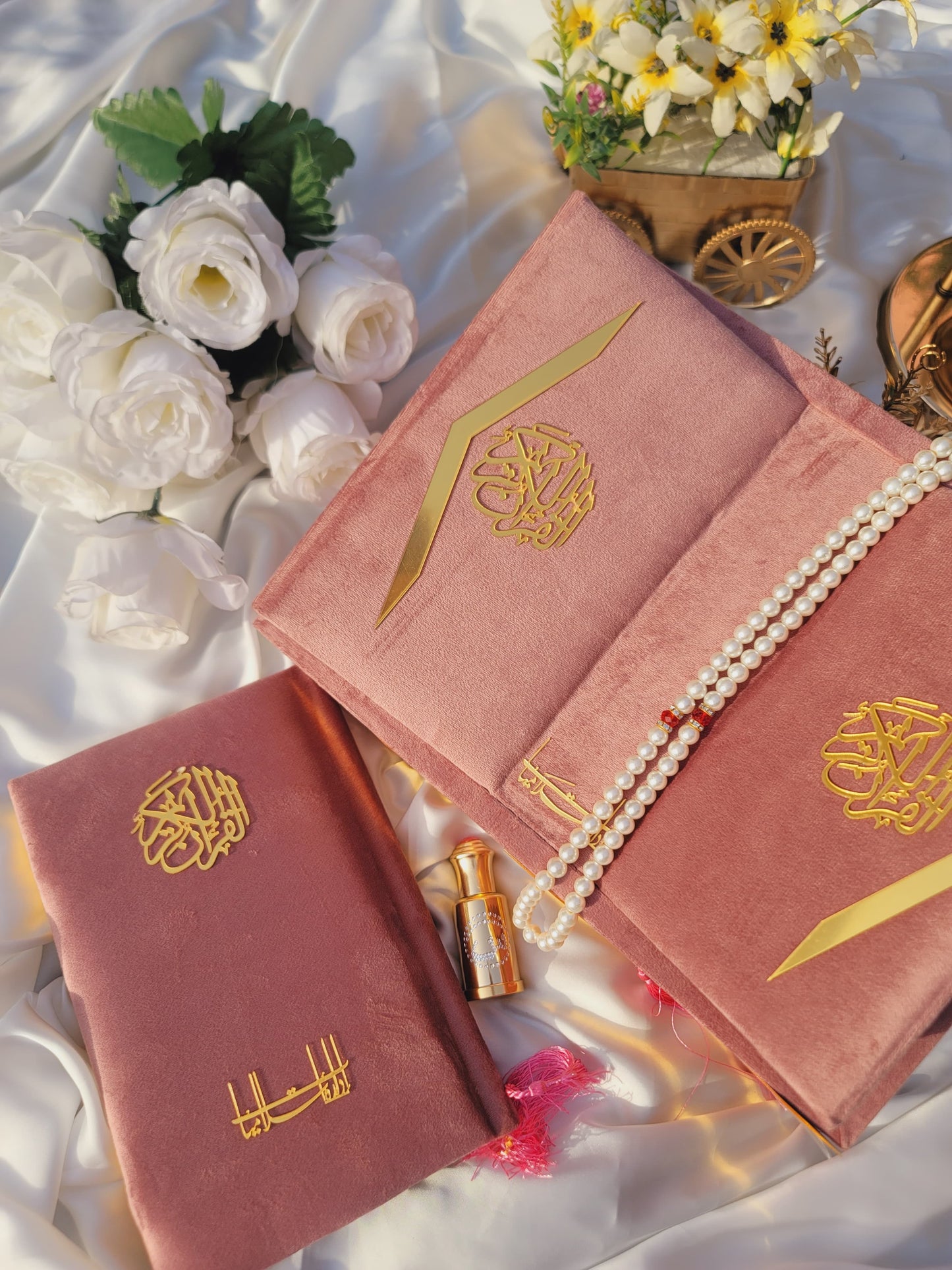 Rose Pink Velvet Quran Set