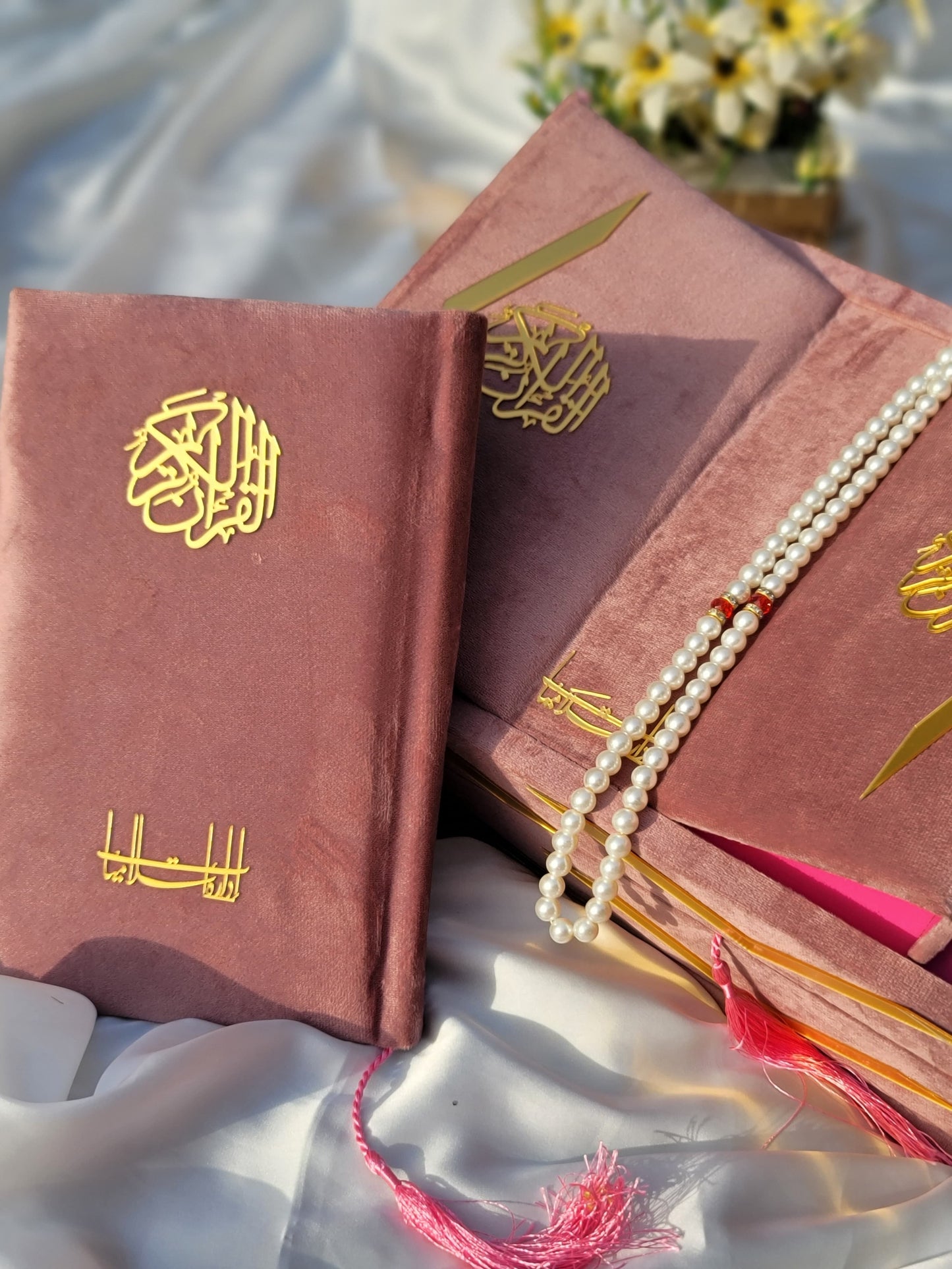 Rose Pink Velvet Quran Set