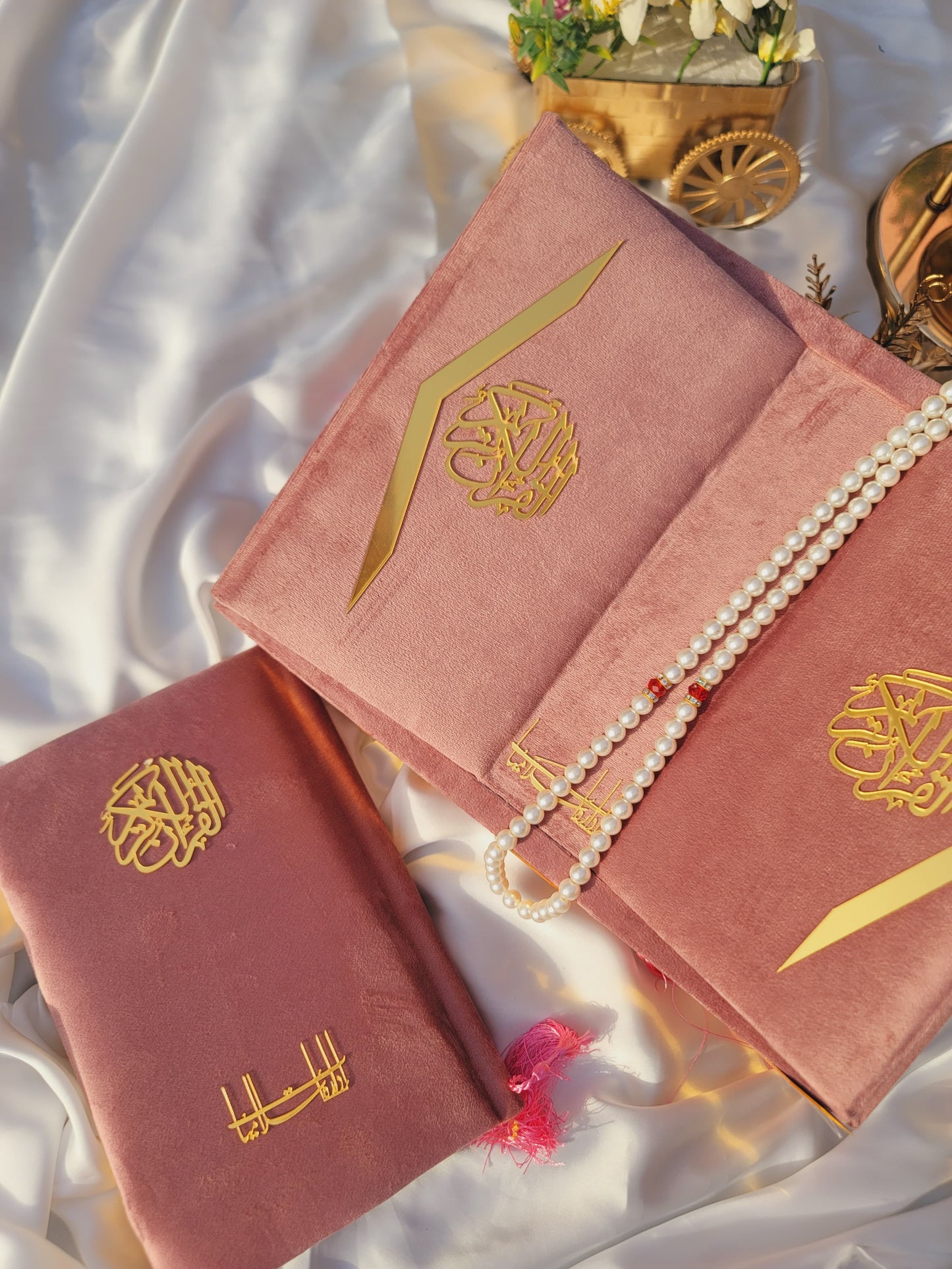 Rose Pink Velvet Quran Set