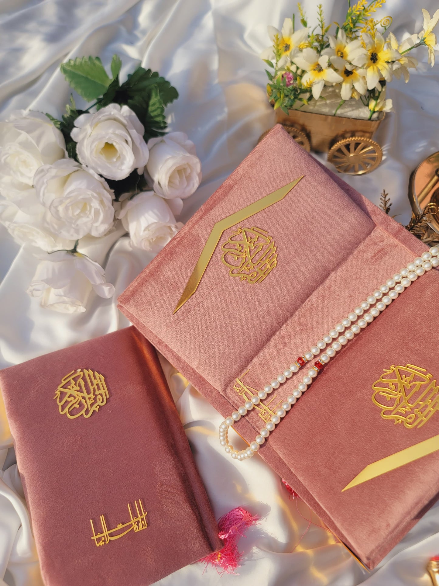 Rose Pink Velvet Quran Set