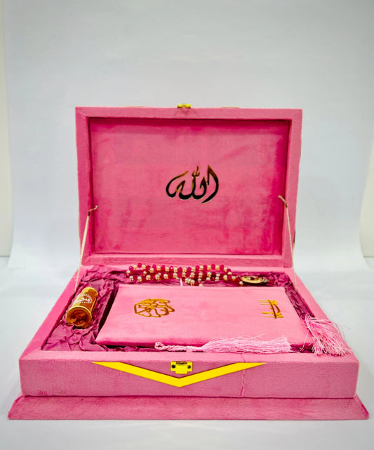 Rose Pink Velvet Quran Set