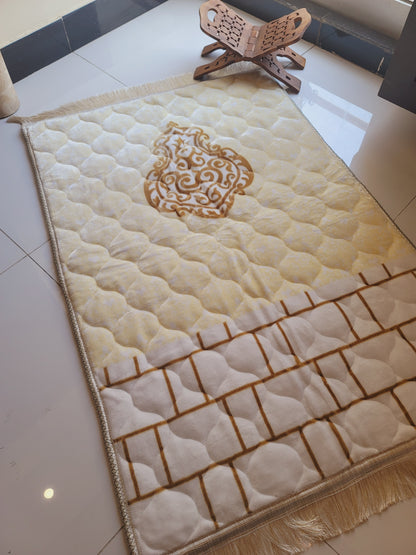 White Pearl Bridal Velvet Quran Set with Ittar Tasbeeh Janamz