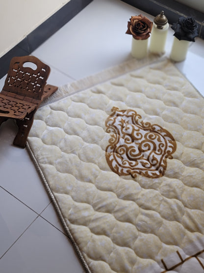 White Pearl Bridal Velvet Quran Set with Ittar Tasbeeh Janamz