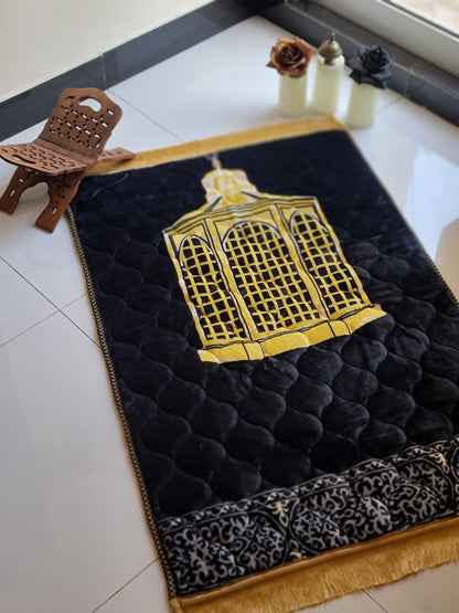 Jet Black Velvet Bridal Quran Set (Ittar , Tasbeeh , Velvet Quran , Velvet Rahal Box , Prayer Mat)