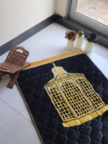 Jet Black Velvet Bridal Quran Set (Ittar , Tasbeeh , Velvet Quran , Velvet Rahal Box , Prayer Mat)