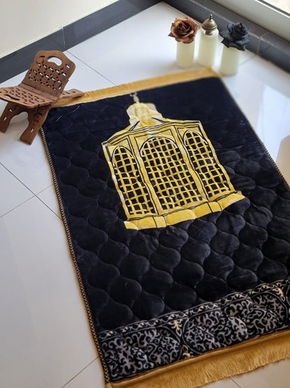 Jet Black Velvet Bridal Quran Set (Ittar , Tasbeeh , Velvet Quran , Velvet Rahal Box , Prayer Mat)