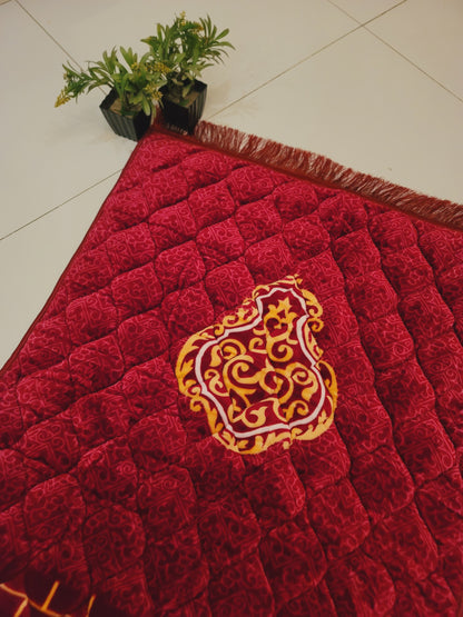Maroon Velvet Bridal Quran Set With Janamz , Tabseeh , Ittar