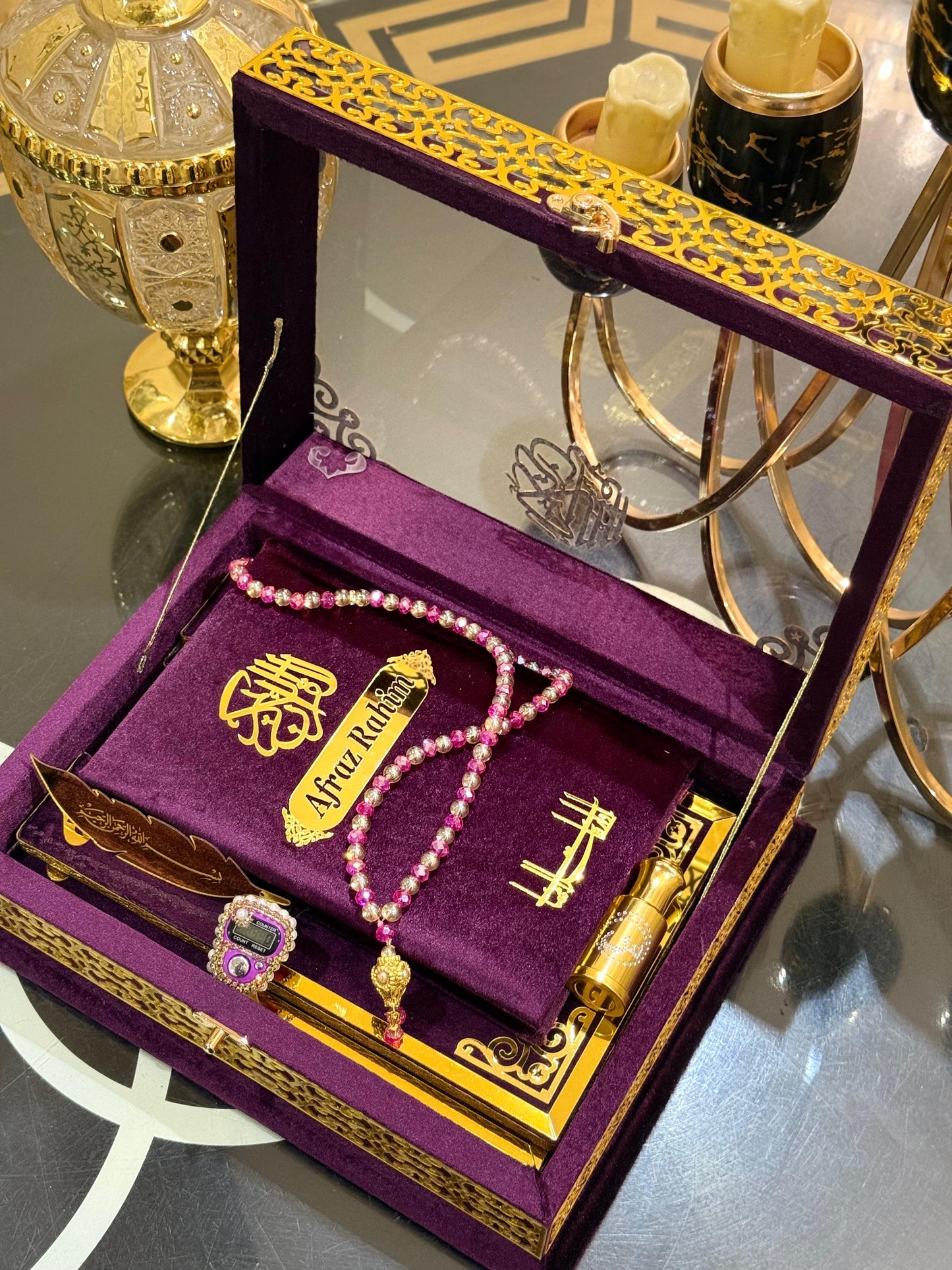 Signature Ziwaj Transparent Quran Box Set - Purple