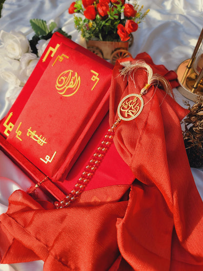 Tazkira Bridal Quran Set with Janamaz , scarf , Ittar , Tabeeh , Rahal box , Name Customize