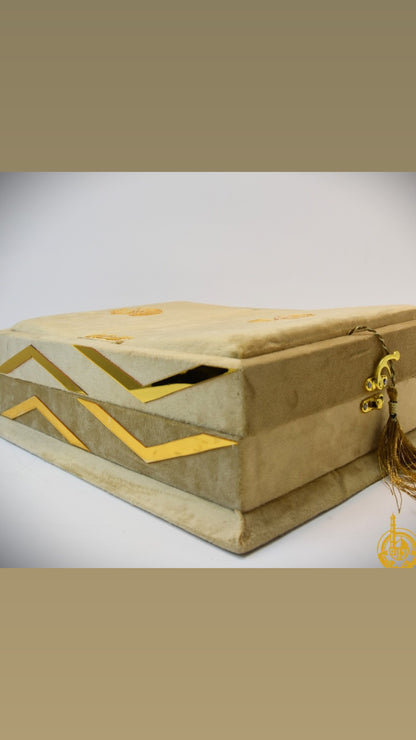 Golden Velvet Bridal Quran Set ( Ittar , Tasbeeh , Rahal box , Velvet Quran)