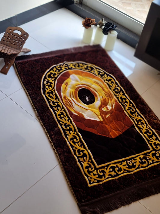 Brown Hajr e Aswad Janamz Prayer Mat