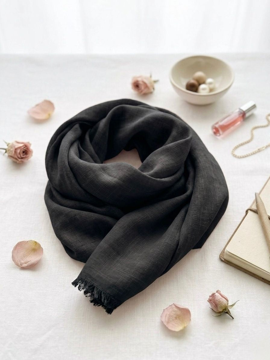 Turkish Lawn Scarf - Islamic Hijab | Black