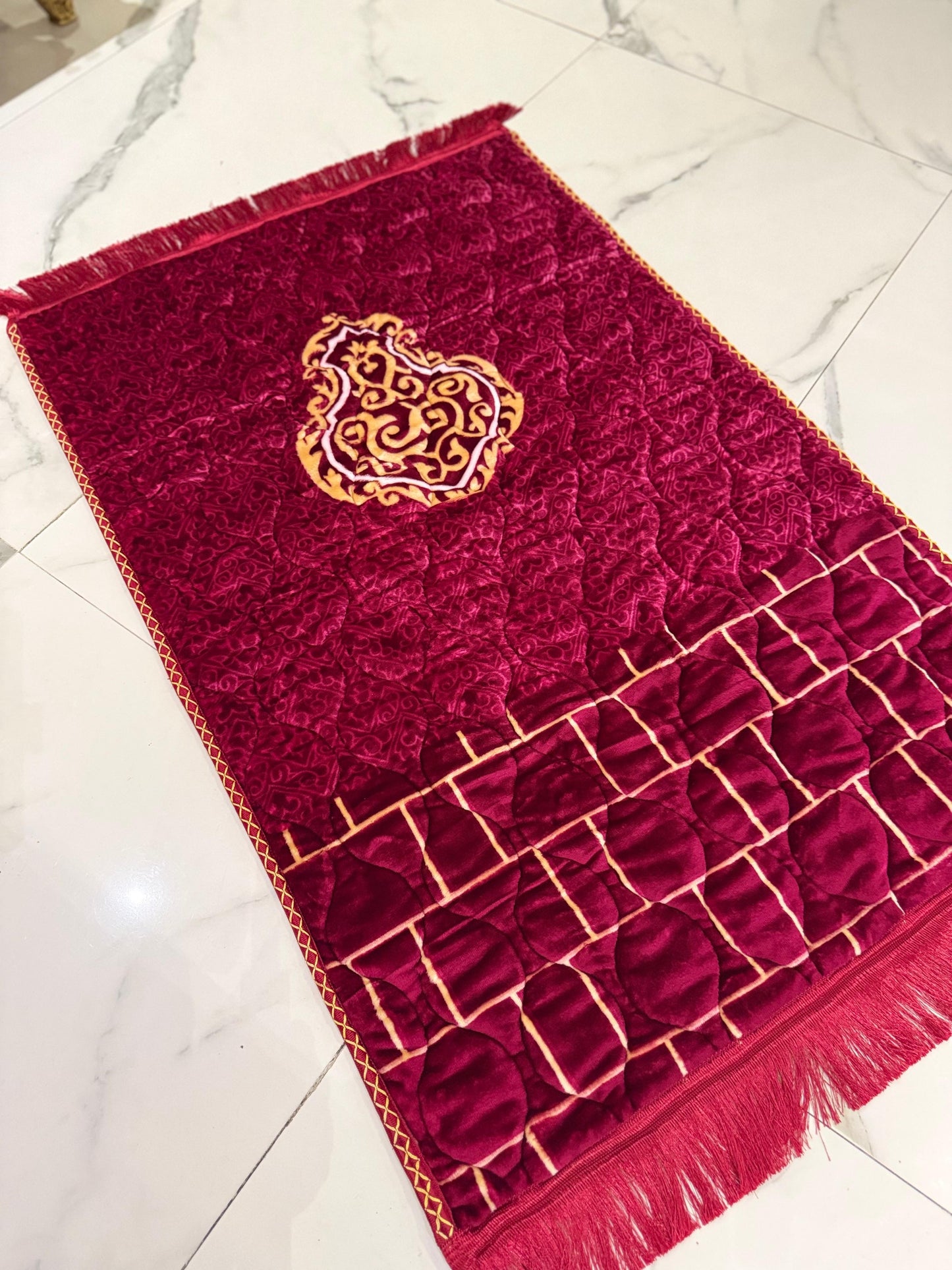 Al Kitab Red Bridal Quran Set , Standing Rahl Box , Velvet Quran , Counter Tasbeeh ,Matching Tabsbeeh , Bookmark , Matching Janamz , Customise Name