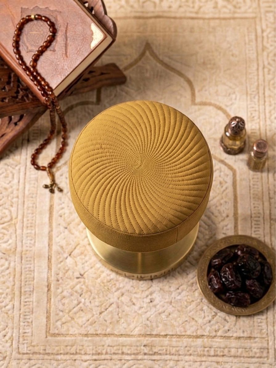 Ameer Islamic Kufi Cap - Golden -Large Border