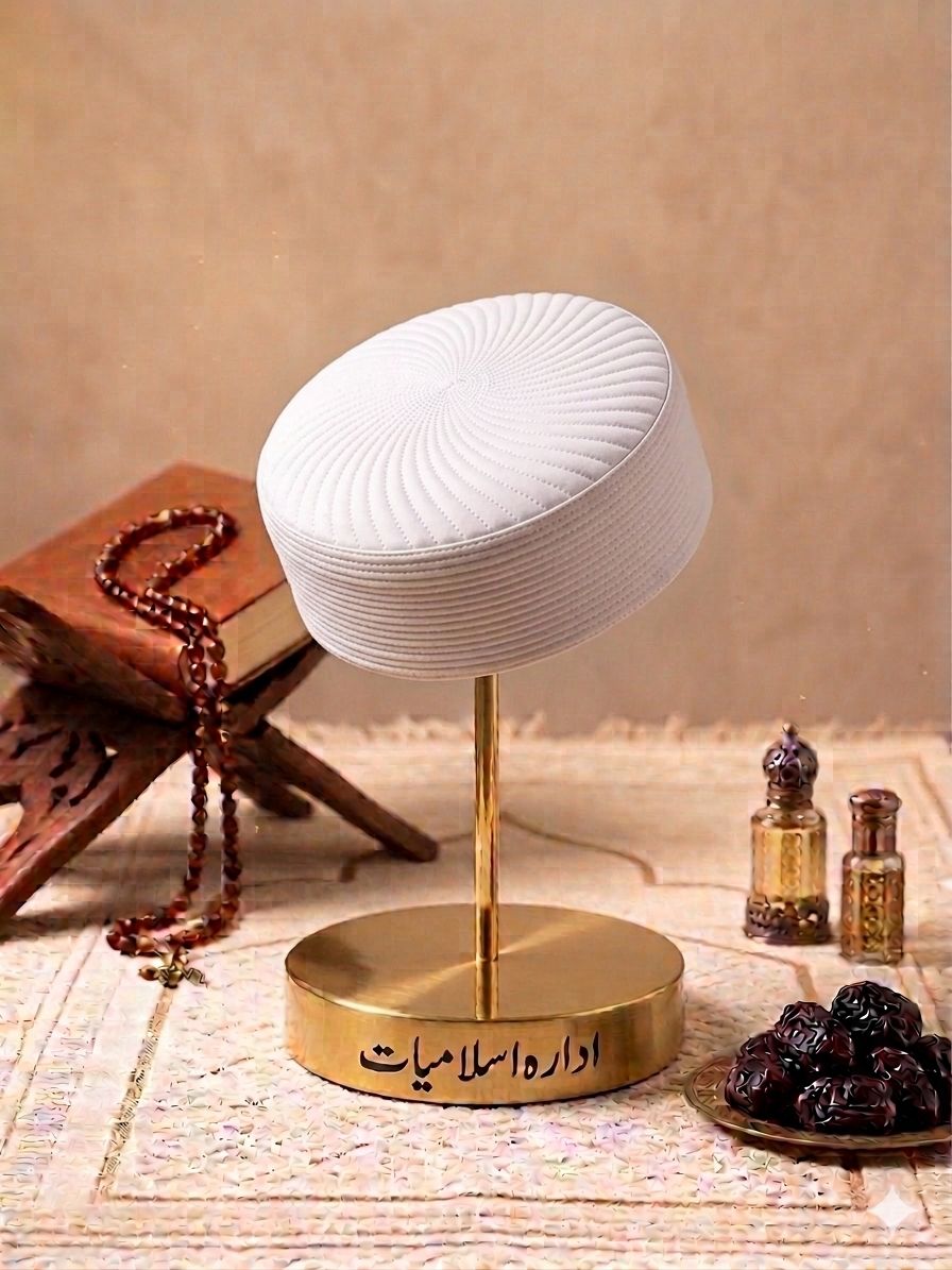 Ameer Islamic Kufi Cap -  White - Large Border