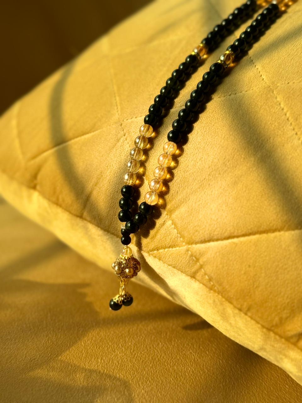 Signature Black Stone and Golden Crystal 100 Beads Tasbeeh By Idara-e-islamiat 