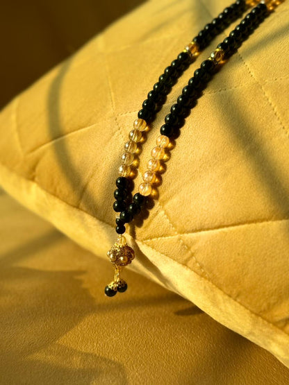 Signature Black Stone and Golden Crystal 100 Beads Tasbeeh By Idara-e-islamiat 