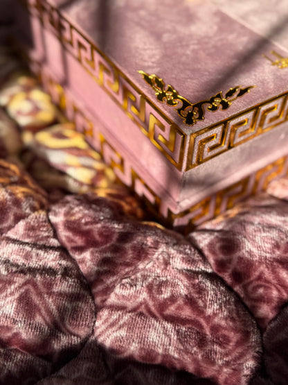 Al Kitab Pink Velvet Standing Quran Set