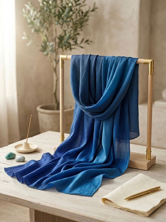 Crinkle Silk Scarf - Islamic Hijab | Royal Blue