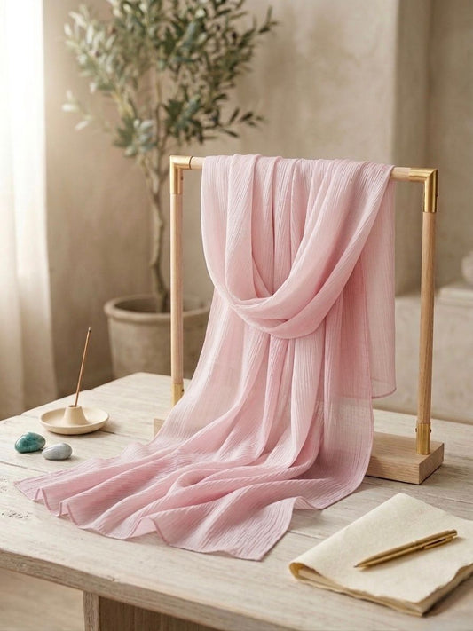 Crinkle Silk Scarf - Islamic Hijab | Pink