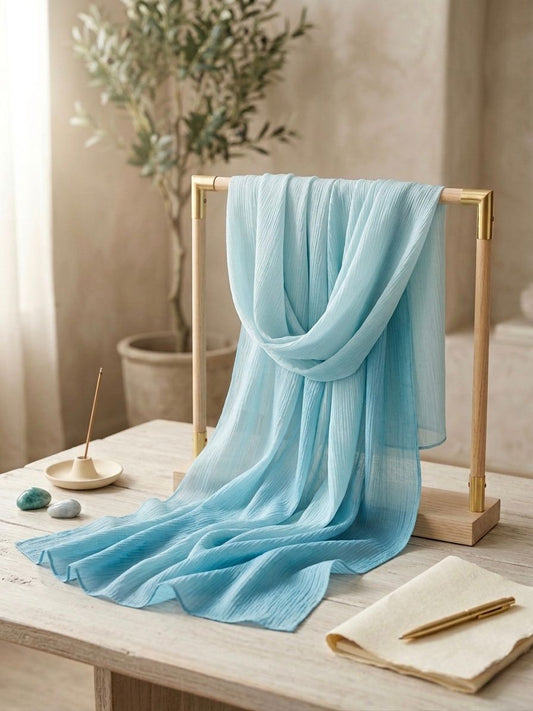 Crinkle Silk Scarf - Islamic Hijab | Sky Blue
